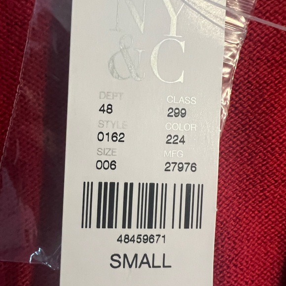 New 7th Avenue New York & Co Glitter Button V Neck L/S Cardigan Sz Small Red - Picture 5 of 8